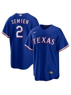 Nike Blue Texas Semien #2 Baseball Jersey